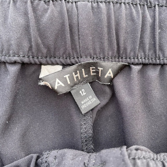 Athleta High Waisted Paper bag pants Belted Tie Black Size 12 - Picture 3 of 6